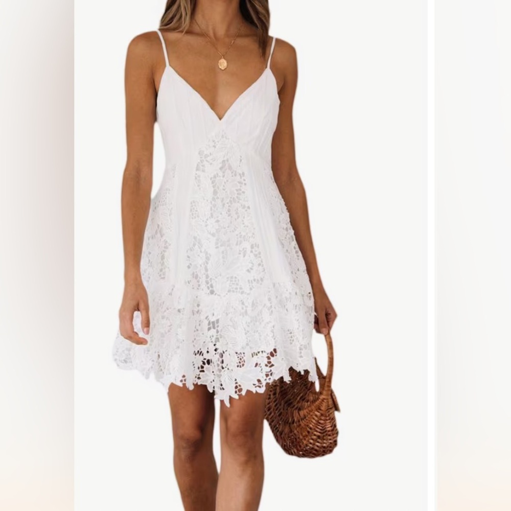 Summer sale🎉🎉🎉Elegant White Lace Dress